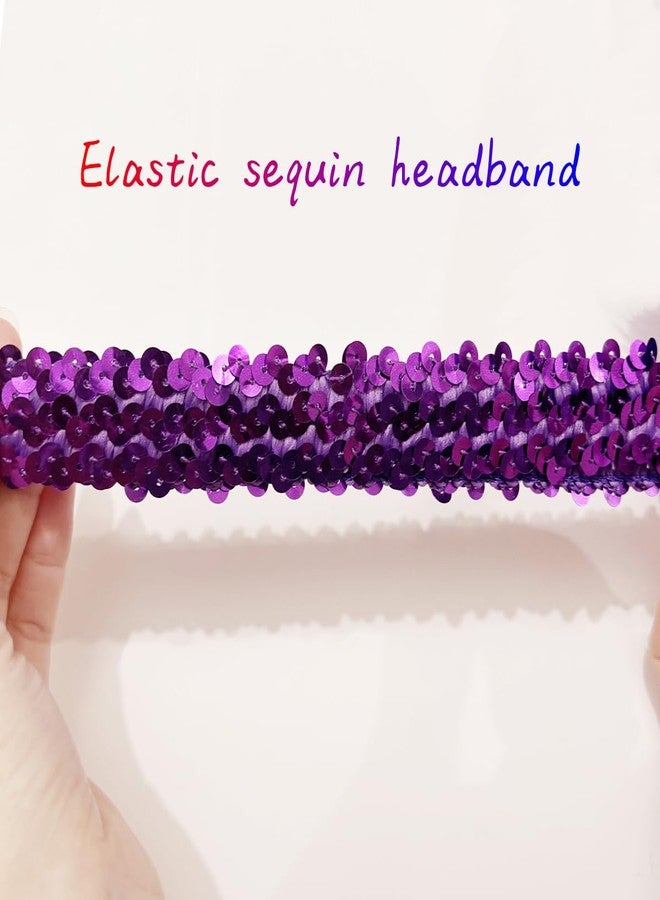 XKTEI 2pcs Sequins Feather Headpiece,1920s Flapper Headband,Mardi Gras Carnival Party Headwear Costume Accessory Women Headdress (Purple-A) - Image 3